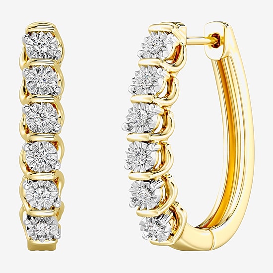 Yes, Please!, (G,I2) Womens 1/10 CT. T.W. Lab Grown White Diamond 14K Gold Over Silver Round 2 Pair Earring Set