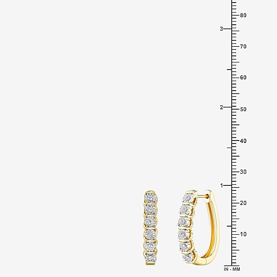 Yes, Please!, (G,I2) Womens 1/10 CT. T.W. Lab Grown White Diamond 14K Gold Over Silver Round 2 Pair Earring Set