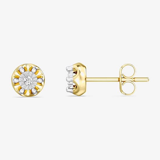 Yes, Please!, (G,I2) Womens 1/10 CT. T.W. Lab Grown White Diamond 14K Gold Over Silver Round 2 Pair Earring Set