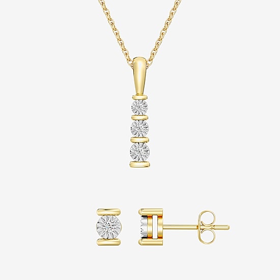 Yes, Please!, (G/I2) Womens 1/10 CT. T.W. Lab Grown White Diamond 14K Gold Over Silver 2-pc. Jewelry Set