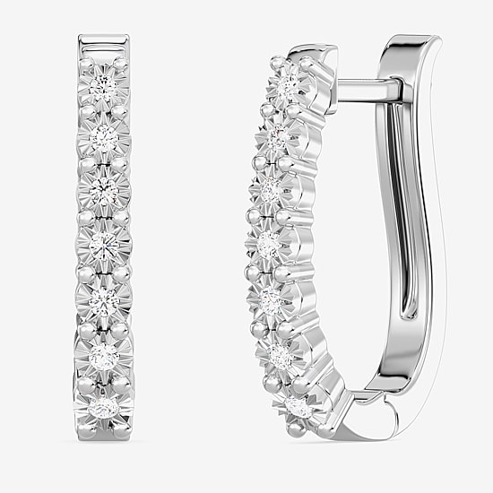 Yes, Please!, (G/I2) Womens 1/10 CT. T.W. Lab Grown White Diamond Sterling Silver Round 2 Pair Earring Set