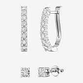 Yes, Please!, (G/I2) Womens 1/10 CT. T.W. Lab Grown White Diamond Sterling Silver Round 2 Pair Earring Set