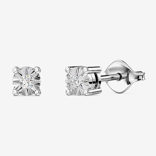 Yes, Please!, (G/I2) Womens 1/10 CT. T.W. Lab Grown White Diamond Sterling Silver Round 2 Pair Earring Set