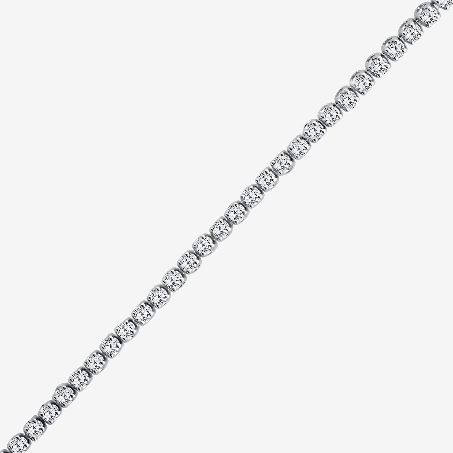 F / Si2) Womens / CT. T.W. Lab Grown White Diamond Sterling Silver Round 1/ Inch Tennis Bracelet