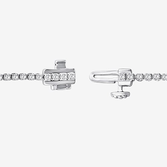 (F / Si2) Womens 1 CT. T.W. Lab Grown White Diamond Sterling Silver Round 7.25 Inch Tennis Bracelet