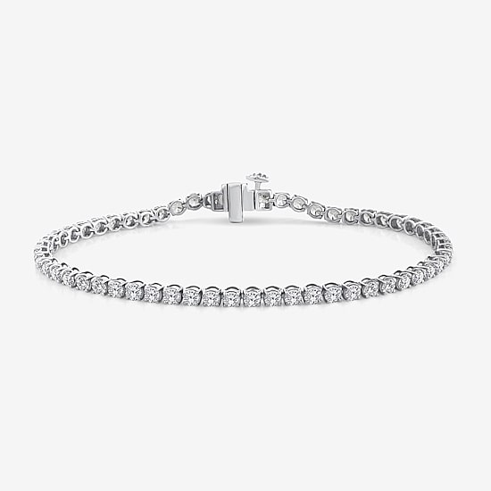 (F, Si2) Womens 4 3/8 Ct. T.W. Lab Grown White Diamond Sterling Silver 8 Inch Tennis Bracelet