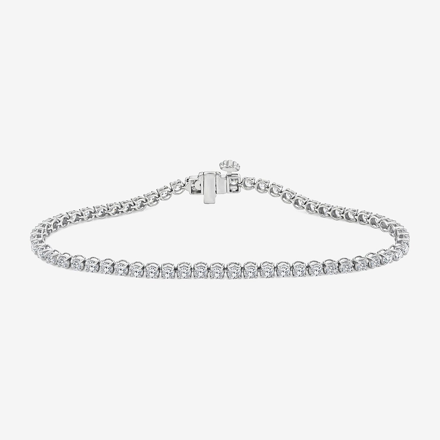 (F, Si2) Womens 3 3/8 Ct. T.W. Lab Grown White Diamond Sterling Silver Round 8 Inch Tennis Bracelet