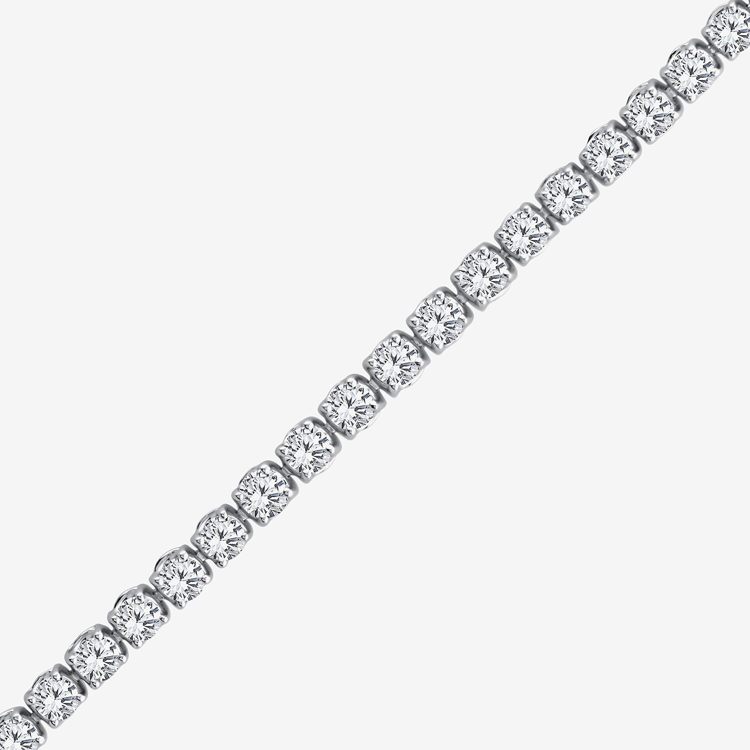 (F, Si2) Womens 3 3/8 Ct. T.W. Lab Grown White Diamond Sterling Silver Round 8 Inch Tennis Bracelet