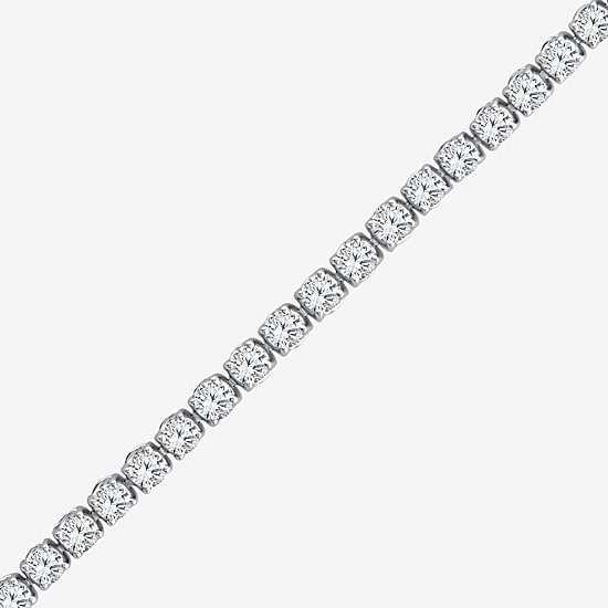 (F, Si2) Womens 3 3/8 Ct. T.W. Lab Grown White Diamond Sterling Silver Round 8 Inch Tennis Bracelet