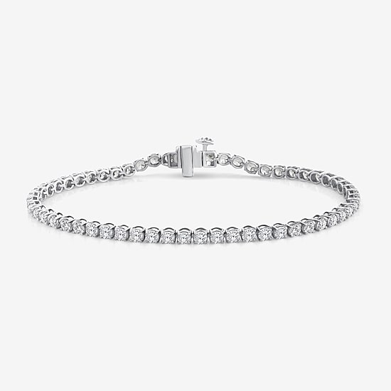 (F,Si2) Womens 4 1/10 Ct. T.W. Lab Grown White Diamond Sterling Silver 7.25 Inch Tennis Bracelet