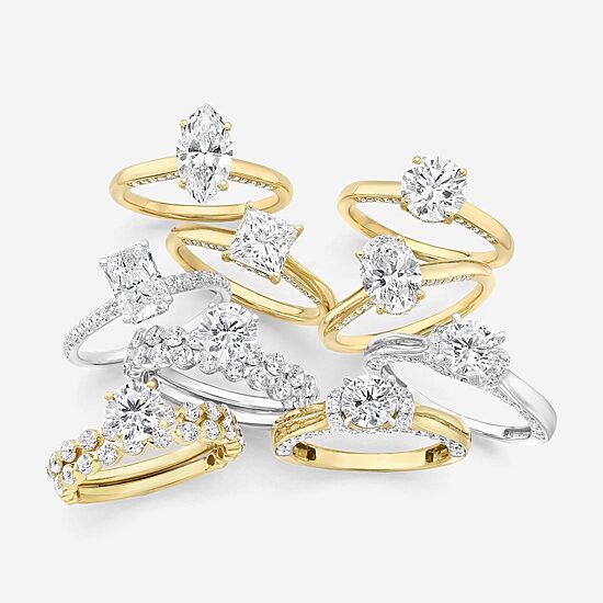 (H-I / Si1-Si2) Womens 1 3/4 CT. T.W. Lab Grown White Diamond 10K Gold Side Stone Engagement Ring