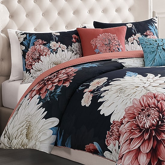 Bebejan Navy Mums 5-pc. Midweight Reversible Comforter Set