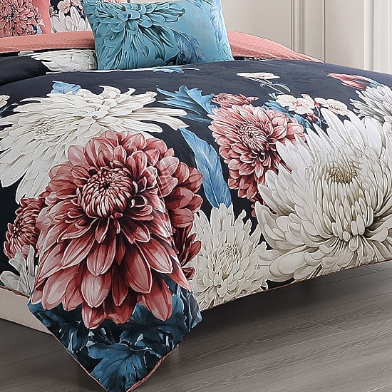 Bebejan Navy Mums 5-pc. Midweight Reversible Comforter Set