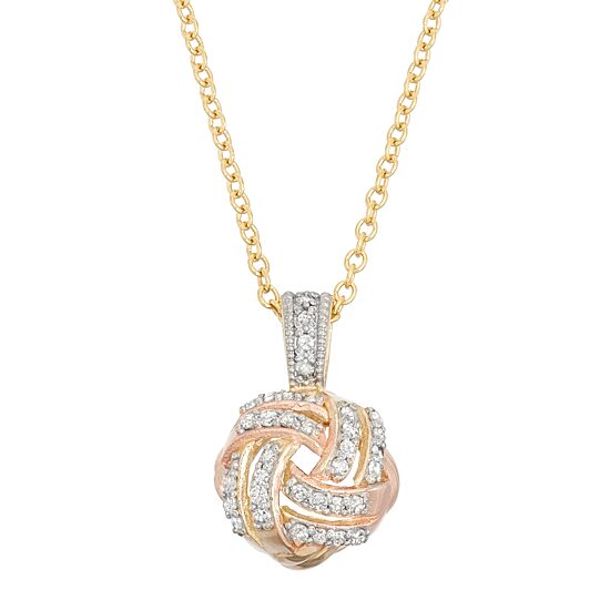 Womens 1/5 CT. Natural White Diamond 10K Gold 18 Inch Pendant Necklace