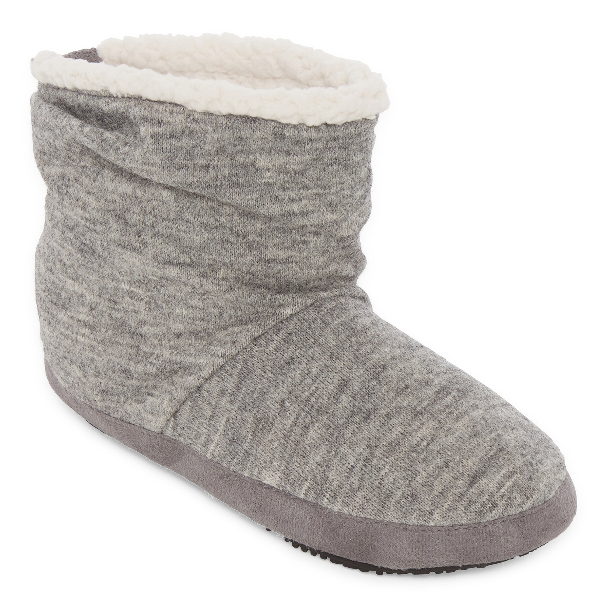 Isotoner Heathered Knit Womens Memory Foam Bootie Slippers