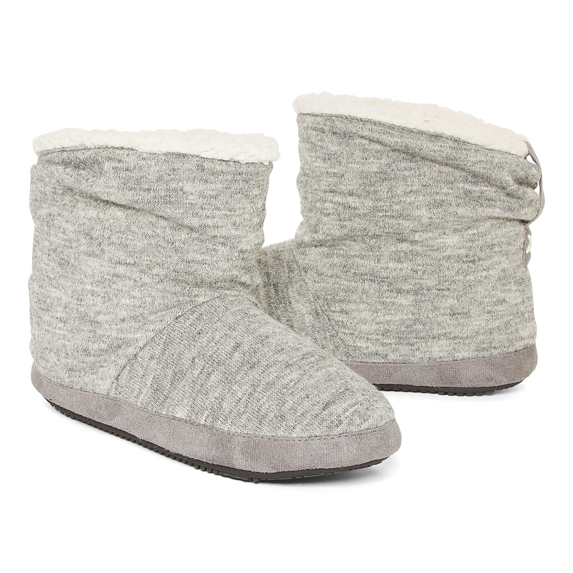 Isotoner Heathered Knit Womens Memory Foam Bootie Slippers