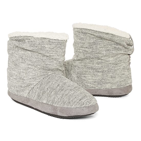 Isotoner Heathered Knit Womens Memory Foam Bootie Slippers