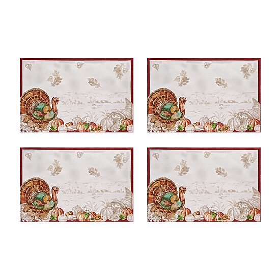 Threadmade Holiday Turkey Set 4-pc. Placemat