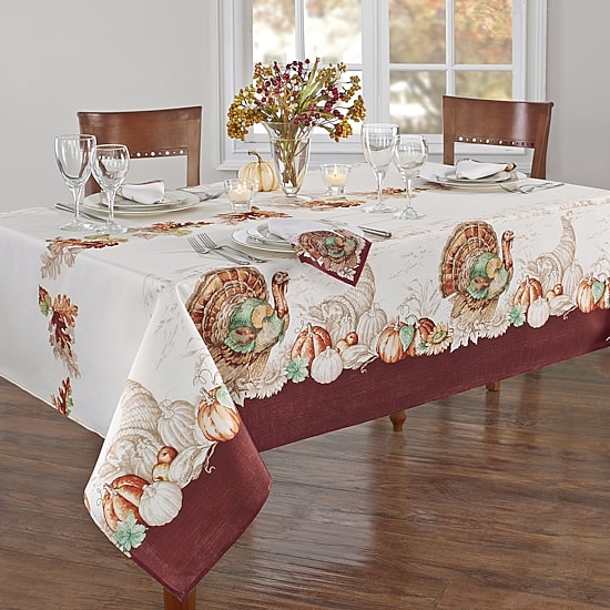 Threadmade Holiday Turkey 60x84 Tablecloth