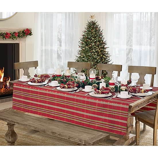Elrene Home Fashions Shimmering Plaid Tablecloth
