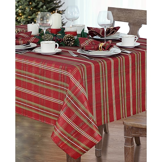 Elrene Home Fashions Shimmering Plaid Tablecloth