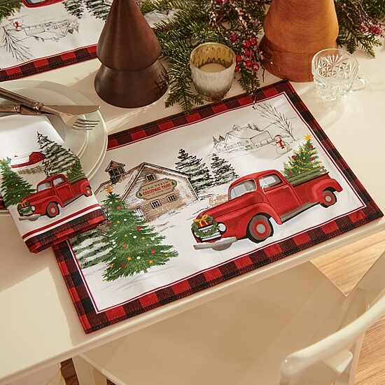 Elrene Home Fashions Vintage Christmas Set 4-pc. Napkins