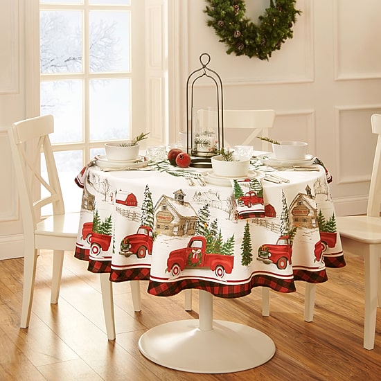 Threadmade Vintage Christmas 70x70 Tablecloth