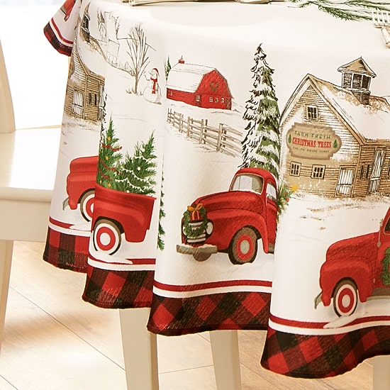 Threadmade Vintage Christmas 70x70 Tablecloth