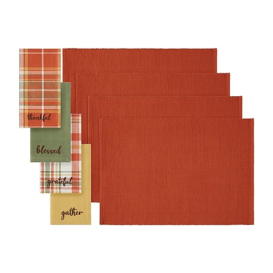 Threadmade Harvest Sentiment Value Pm Napkin 8-pc. Table Linen Set