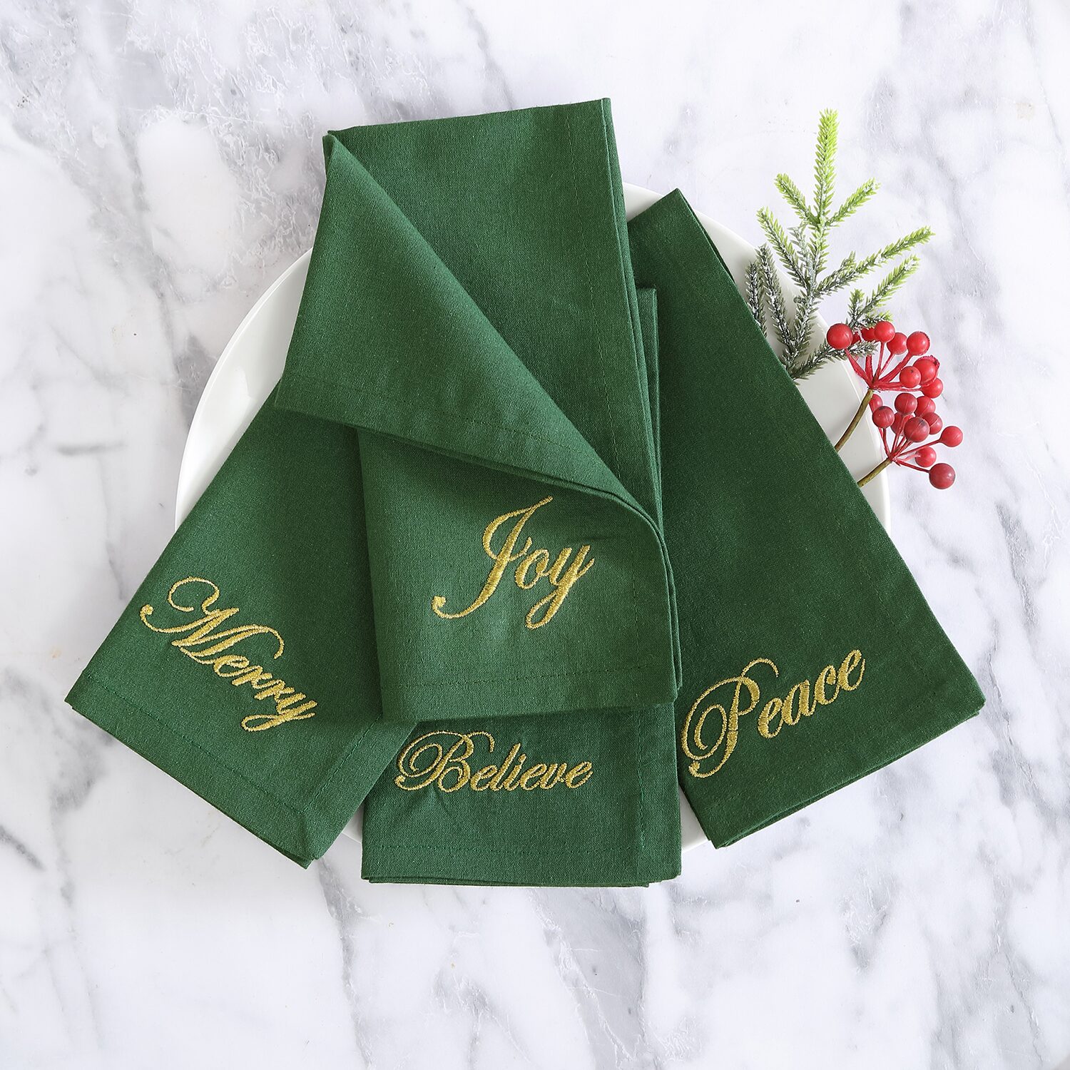 Threadmade Holiday Sentiment Set 4-pc. Napkins