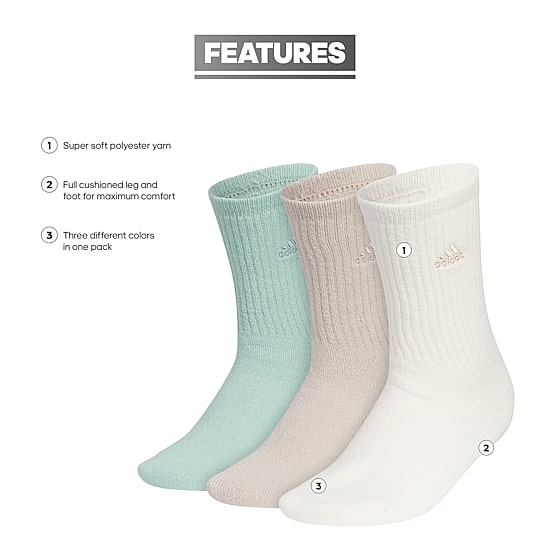 adidas Cozy Comfort Cushion Womens 3 Pair Crew Socks