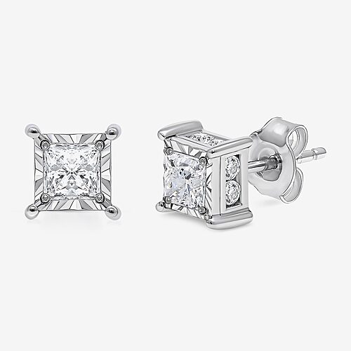 (I / I1) 2 CT. T.W. Lab Grown White Diamond 10K Gold 8.5mm Stud Earrings, One Size, White