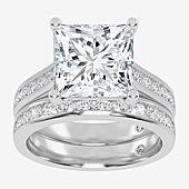 (G-H / Vs2-Si1) Womens 4 CT. T.W. Lab Grown White Diamond 14K Gold Side Stone Bridal Set