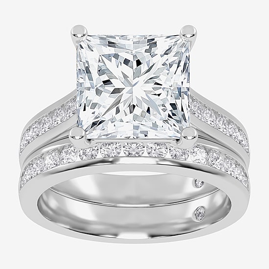 (G-H / Vs2-Si1) Womens 4 CT. T.W. Lab Grown White Diamond 14K Gold Side Stone Bridal Set