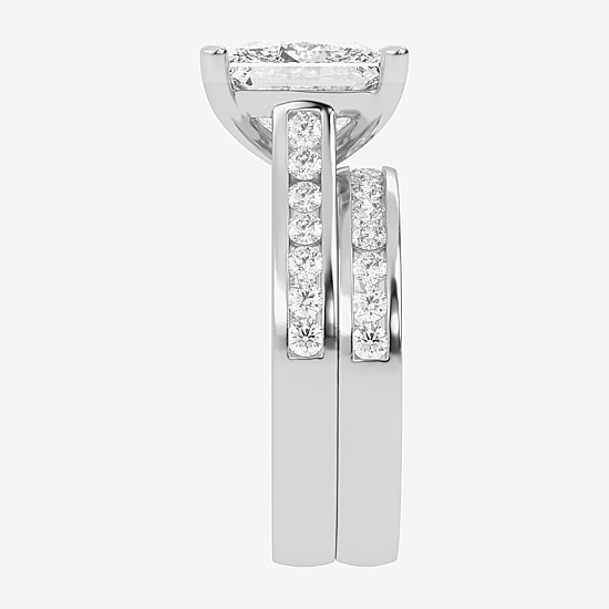 (G-H / Vs2-Si1) Womens 4 CT. T.W. Lab Grown White Diamond 14K Gold Side Stone Bridal Set