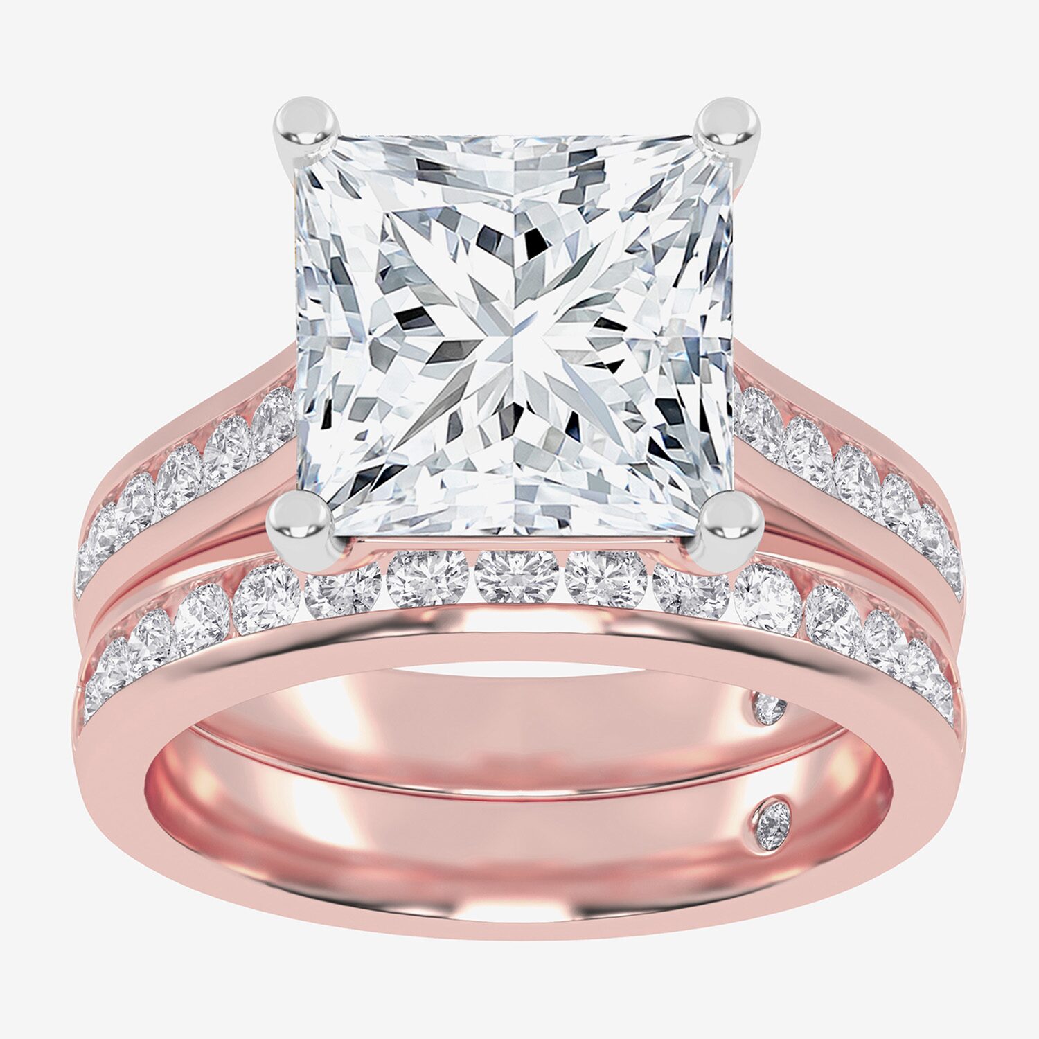 (G-H / Vs2-Si1) Womens 4 CT. T.W. Lab Grown White Diamond 14K Gold Side Stone Bridal Set