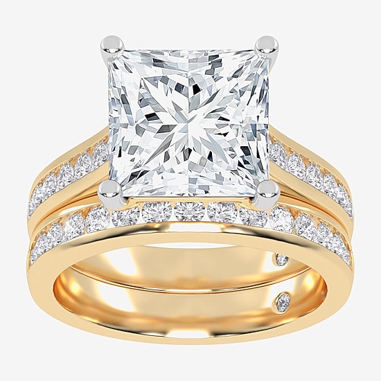 (G-H / Vs2-Si1) Womens 5 CT. T.W. Lab Grown White Diamond 14K Gold Side Stone Bridal Set