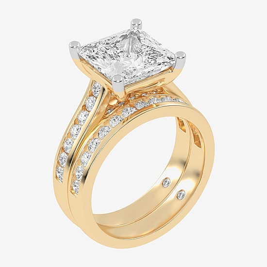 (G-H / Vs2-Si1) Womens 5 CT. T.W. Lab Grown White Diamond 14K Gold Side Stone Bridal Set