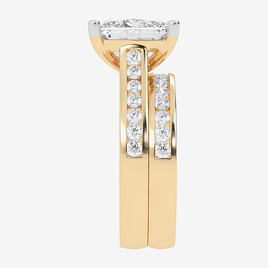 (G-H / Vs2-Si1) Womens 5 CT. T.W. Lab Grown White Diamond 14K Gold Side Stone Bridal Set
