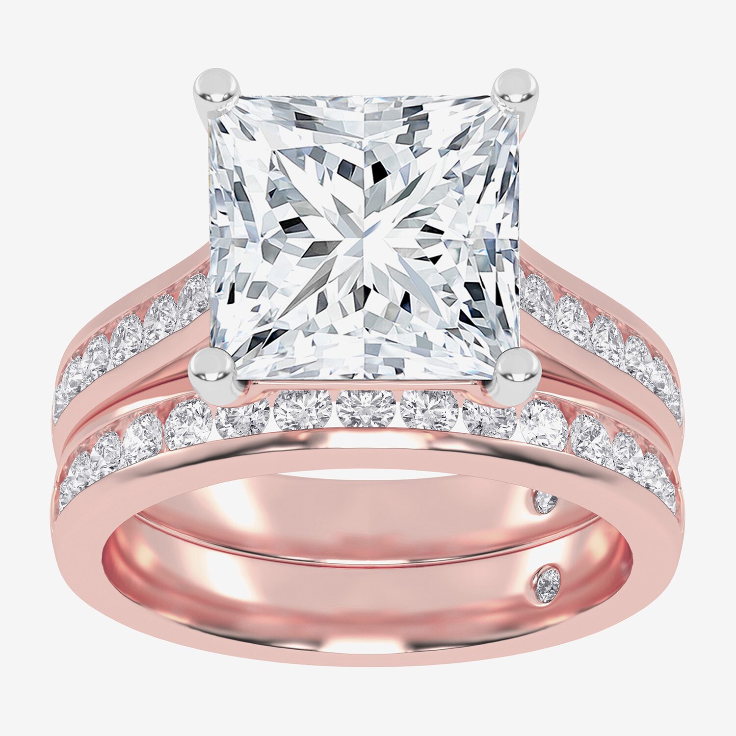 (G-H / Vs2-Si1) Womens 6 CT. T.W. Lab Grown White Diamond 14K Gold Side Stone Bridal Set