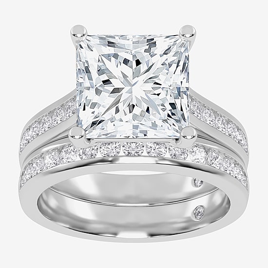 (G-H / Vs2-Si1) Womens 6 CT. T.W. Lab Grown White Diamond 14K Gold Side Stone Bridal Set