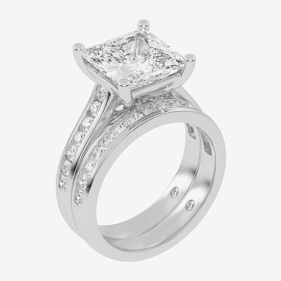 (G-H / Vs2-Si1) Womens 6 CT. T.W. Lab Grown White Diamond 14K Gold Side Stone Bridal Set