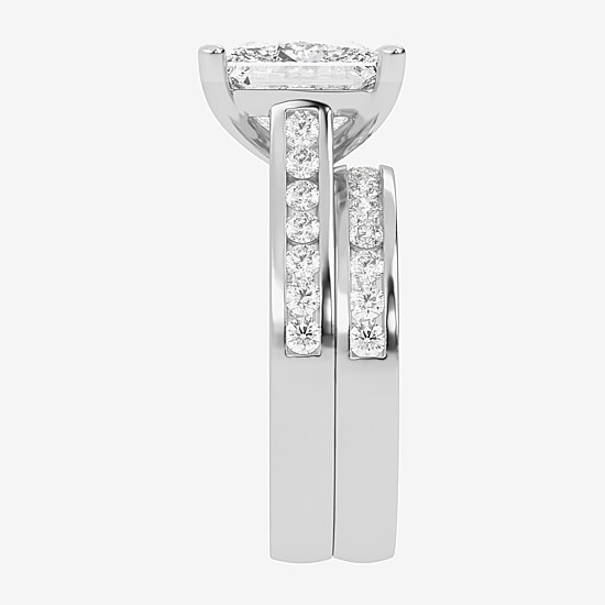 (G-H / Vs2-Si1) Womens 6 CT. T.W. Lab Grown White Diamond 14K Gold Side Stone Bridal Set