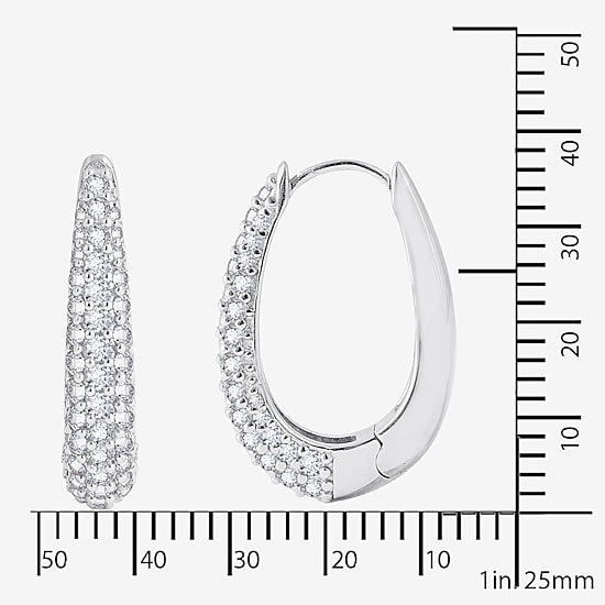 Diamonart Womens Cubic Zirconia Sterling Silver 39.7mm Oval Hoop Earrings