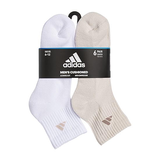 adidas Mens 6 Pair Quarter Ankle Socks