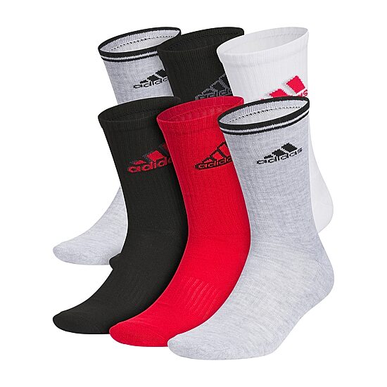 adidas Cushion Mix Mens 6 Pair Crew Socks