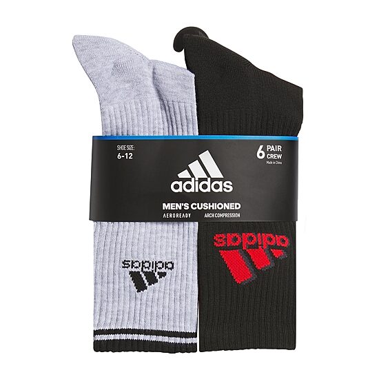 adidas Cushion Mix Mens 6 Pair Crew Socks