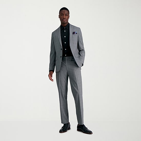 Haggar JMH Glen Plaid Mens Stretch Fabric Slim Fit Flat Front Suit Pant