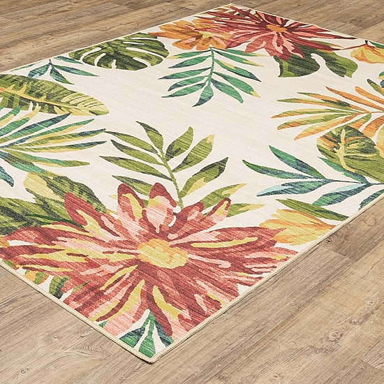 Covington Home Florentina Tropical Floral Indoor Outdoor Rectangular Area Rug