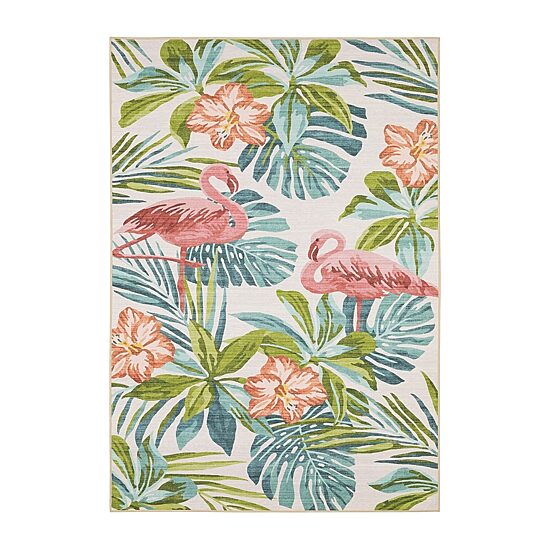 Covington Home Florentina Tropical Flamingo 42"X66" Indoor Outdoor Rectangular Accent Rug